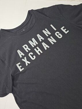 ARMANI EXCHANGE Men’s SIZE LARGE Logo T‑Shirt Black Short Sleeve Tee ***AS-IS***